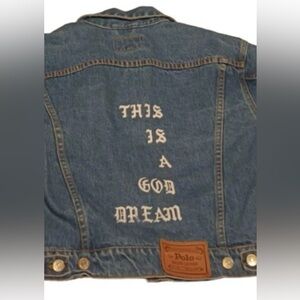 Ralph Lauren Denim Jean Jacket Green Label Ladies Size Medium Customized Message